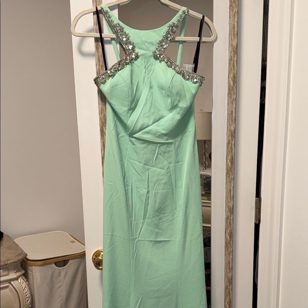 Elegant Mint Green Embellished Dress